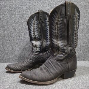 Vintage Tony Lama Cowboy Boots Gold Label Exotic Hide 8614 Black Men's11 D